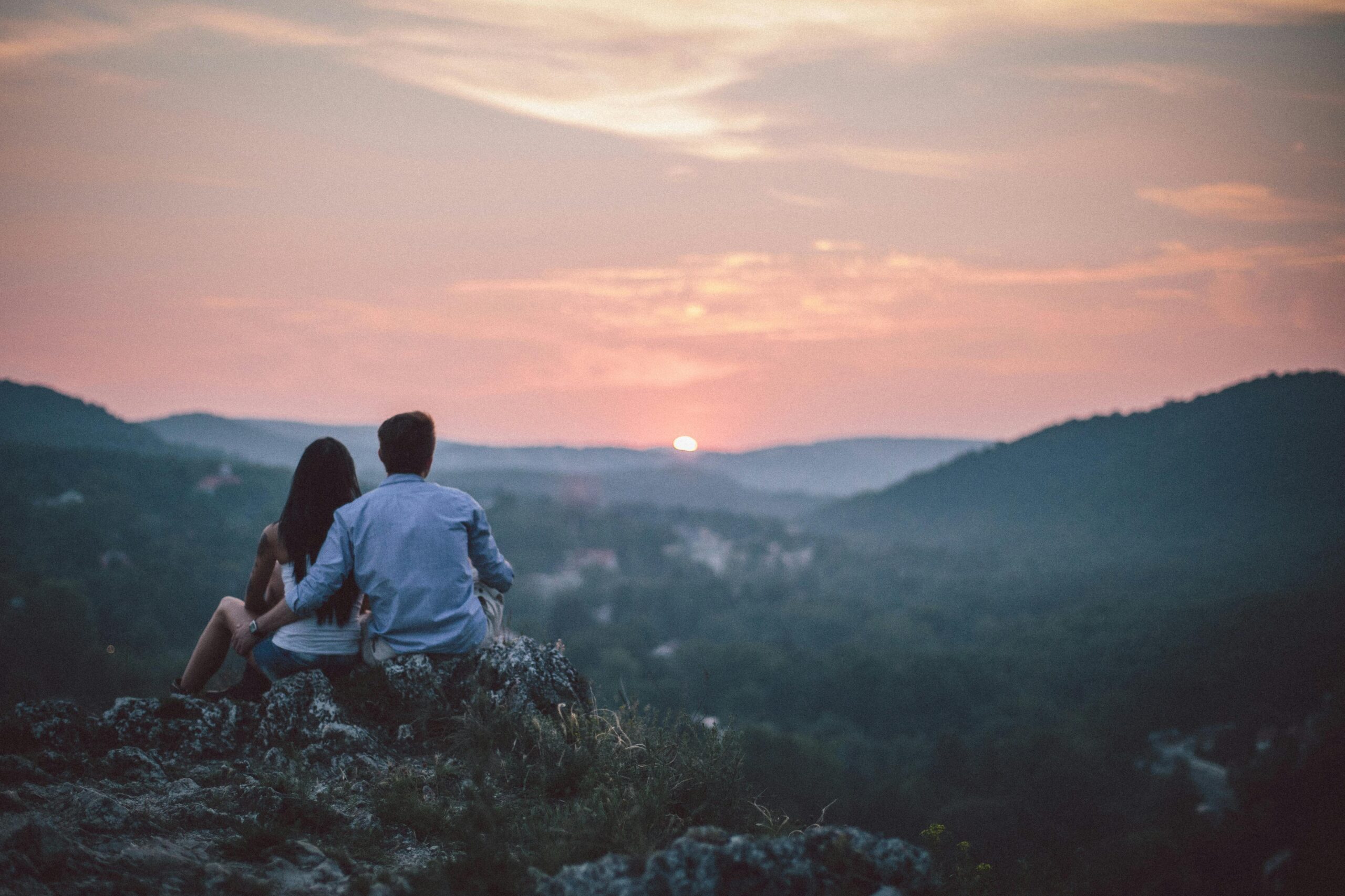 Couple watching sunset